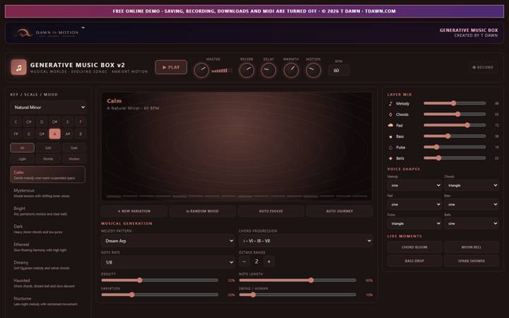 Generative Music Box by T Dawn